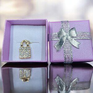 Coquette Sterling Silver 925 Sparkle Lock Pendant Necklace Dainty Romantic Gift